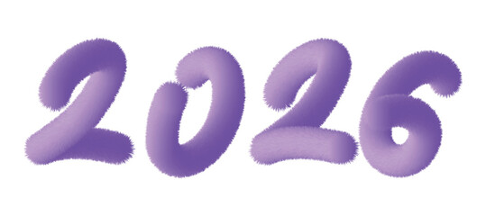 
An illustration of the fluffy lettering 2026 on a white background