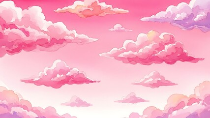 Pink watercolor clouds