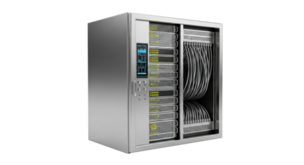 3d data center rack icon silver isolated on white background