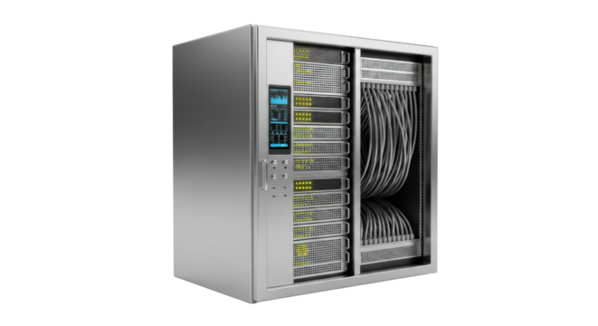 3d data center rack icon silver isolated on white background