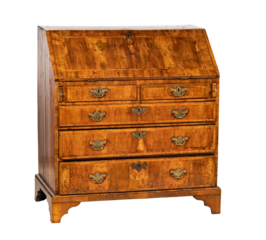 Antique Wooden Bureau Desk, Ornate Brass Hardware