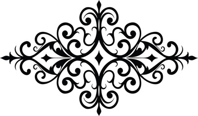 Elegant black ornate flourish design on white background