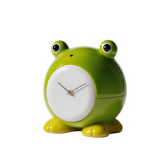 Frog Clock's Time: The whimsical frog-shaped clock, designed with smooth curves, and clean lines showcases its unique time-telling feature.