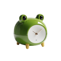 Whimsical Frog Clock: A delightful, green frog-shaped clock with a minimalist white face and slender hands. It embodies a blend of playfulness and functionality.