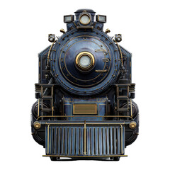 Steam Engine's Majesty: Frontal view of a vintage steam engine, showcasing its intricate details and robust design. The image captures the essence of classic transportation.