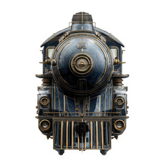 Vintage Steam Train: A front-facing shot of a majestic steam train, showcasing its intricate metallic details and powerful presence.