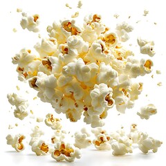 Floating Popcorn Cluster with Scattered Pieces snack food photo
