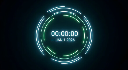 Digital Countdown Timer with Date Display on a Dark Background