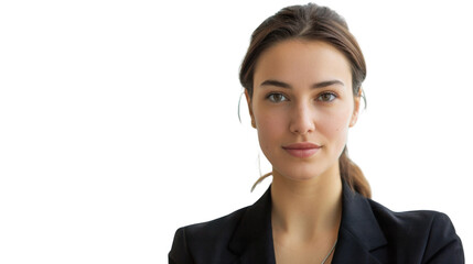 Confident Professional: A sophisticated woman with a composed gaze, exuding poise and capability. She is embodying the essence of modern business and leadership.