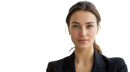 Confident Professional: A sophisticated woman with a composed gaze, exuding poise and capability. She is embodying the essence of modern business and leadership.