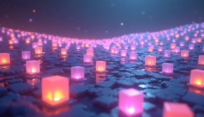 Radiant Structures Rising Within an Infinite Cubic Realm