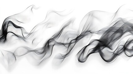 Flowing Black Smoke Wisps on White Background Keywords: smoke, abstract, black, white, photo