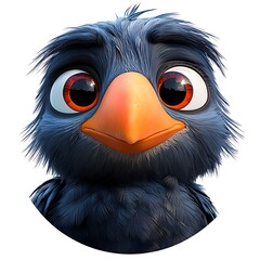 Fluffy Cartoon Bird With Intense Orange Eyes And Beak character avian photo