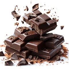 Flying Dark Chocolate Pieces and Crumbles image photo