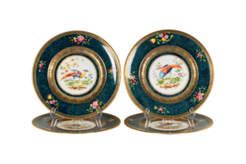 Luxury Porcelain Plates: Gilded Bird & Floral Decor