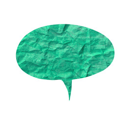 Teal Green Crumpled Paper Speech Bubble Sign