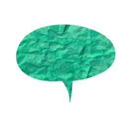Teal Green Crumpled Paper Speech Bubble Sign