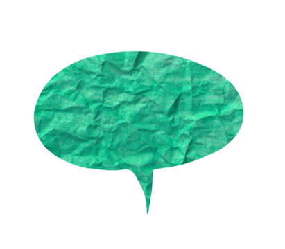 Teal Green Crumpled Paper Speech Bubble Sign - Powered by Adobe