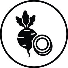 Silhouette Beet root vegetable inside circle frame vector Illustrator