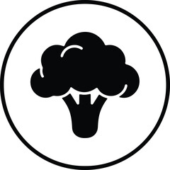 Silhouette broccoli vegetable in circle icon simple vector Illustrator
