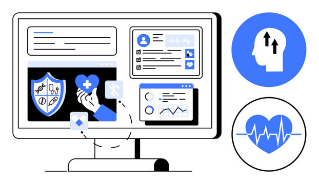 Healthcare technology. Healthcare is ed by data analytics, telemedicine interface, and secure data exchange. Healthcare solutions enhance patient care. For telemedicine, health apps, data security