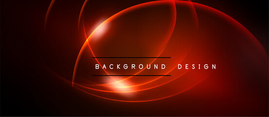 Abstract red neon lines create dynamic background. Bright glow radiates from central point, forming elegant design.