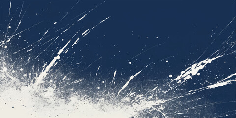 Abstract blue and white grunge background with magic winter snowflakes like stars in the dark night sky © Hena
