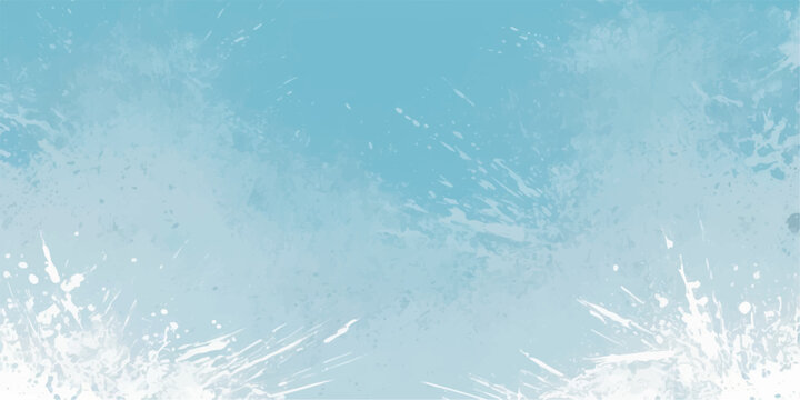 Blue grunge winter background with snowflake pattern, texture of ice and frost for a cold holiday decoration design