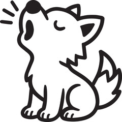 A simple, yet emotive monochrome illustration of a wolf howling, exuding a sense of wildness and untamed spirit. The clean lines and bold contrast draw the viewer in.