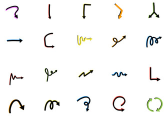 a collection of collaborative ink arrows on a white background