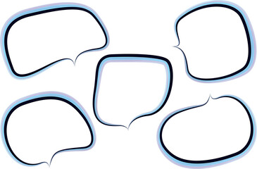 blue cute decorative hand drawn speech bubbles collection
