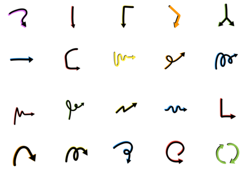 a collection of collaborative ink arrows on a white background