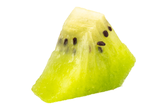 kiwi slice peel plie cut piece isolated on white background