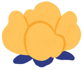 Isolated yellow blue flower illustration with transparent background. Cute floral doodle for flower arrangement, journaling, planner, greeting card, invitation, and decorative projects