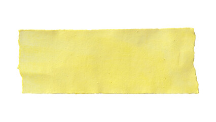 Torn Yellow Paper Tape with Deckle Edges, Isolated on Transparent Background