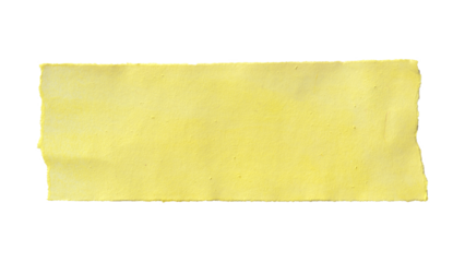 Torn Yellow Paper Tape with Deckle Edges, Isolated on Transparent Background