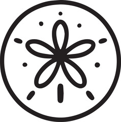 A simple line art illustration of a sand dollar, evoking the essence of the ocean, nature, and coastal life. 