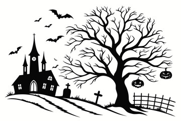 helloween sihouette black vector white background