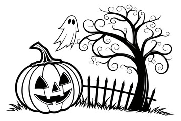 helloween sihouette black vector white background