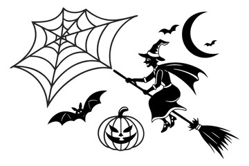 helloween sihouette black vector white background