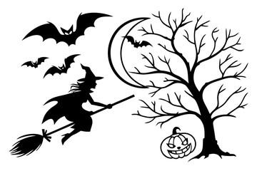 helloween sihouette black vector white background