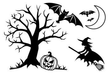 helloween sihouette black vector white background