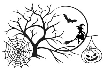 helloween sihouette black vector white background