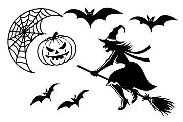 helloween sihouette black vector white background