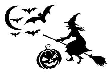 helloween sihouette black vector white background