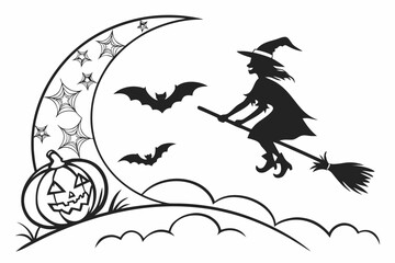 helloween sihouette black vector white background