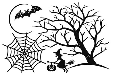 helloween sihouette black vector white background