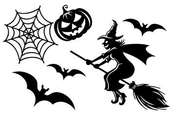 helloween sihouette black vector white background