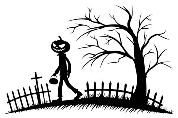 helloween sihouette black vector white background