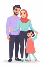 A joyful family portrait showcasing a father, mother, and daughter together, emphasizing love, connection, and happiness in a warm and cheerful setting.